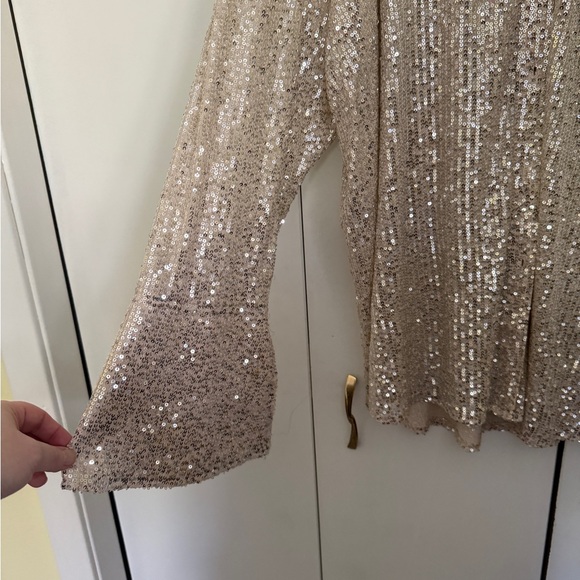 Sequin Champagne Women's Button Down - Picture 3 of 6